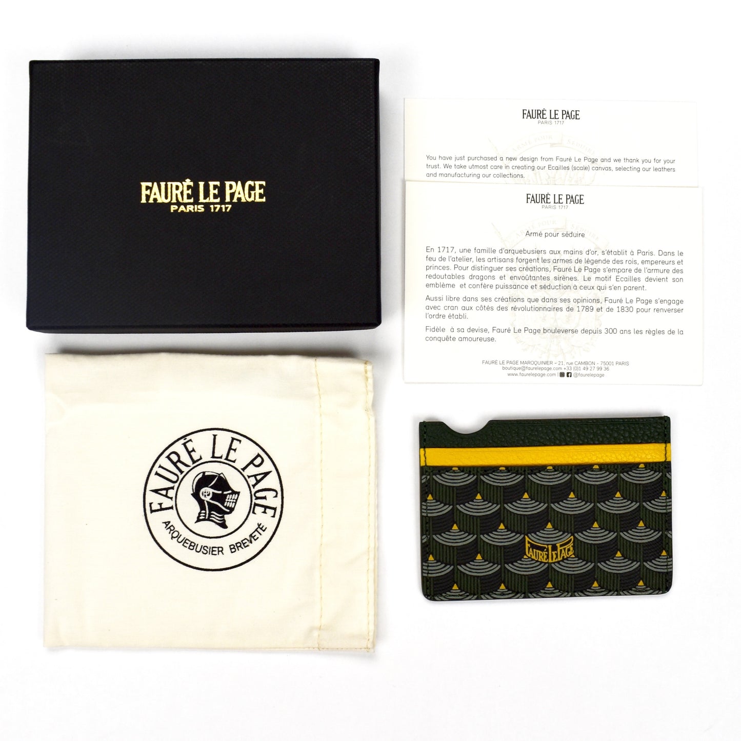 Faure Le Page - Empire Green / Yellow 4CC Card Holder