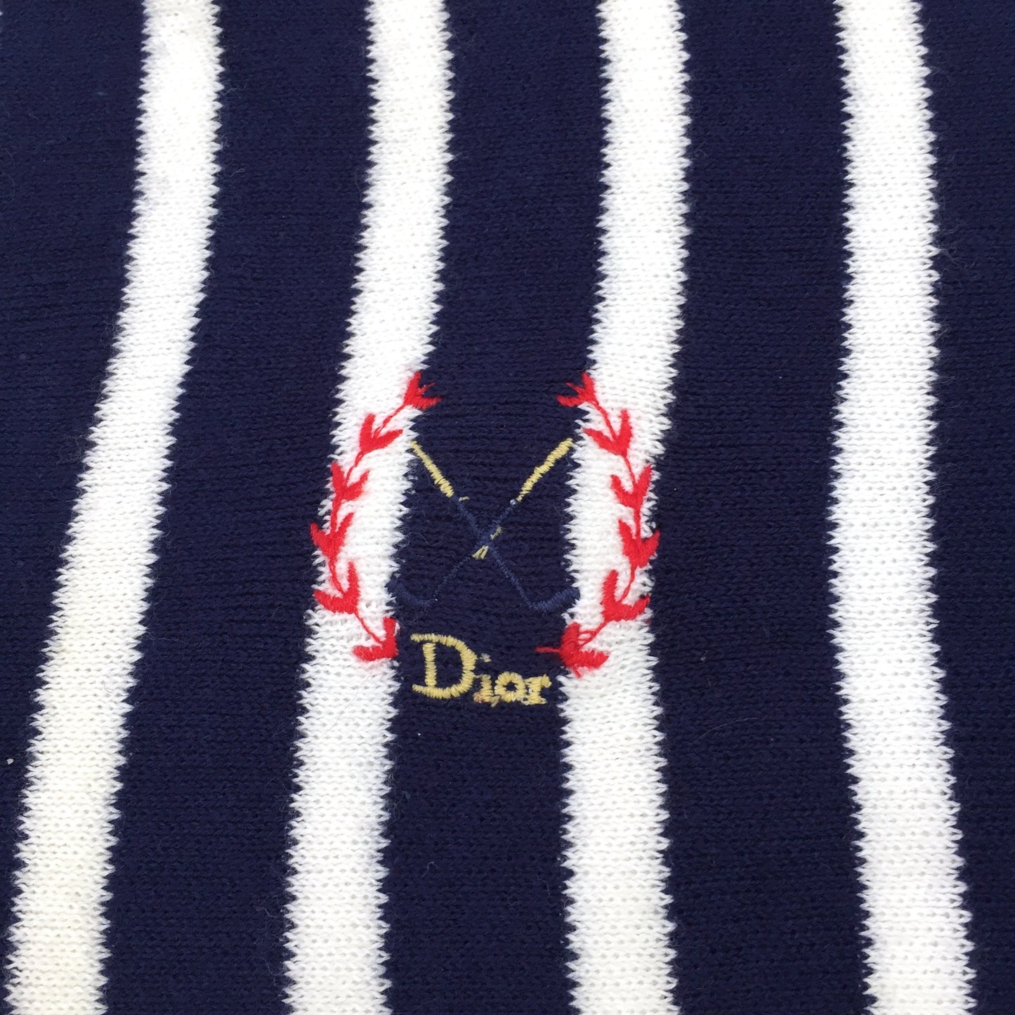 Dior - 90s Vintage Navy & White Vertical Stripe Sweater