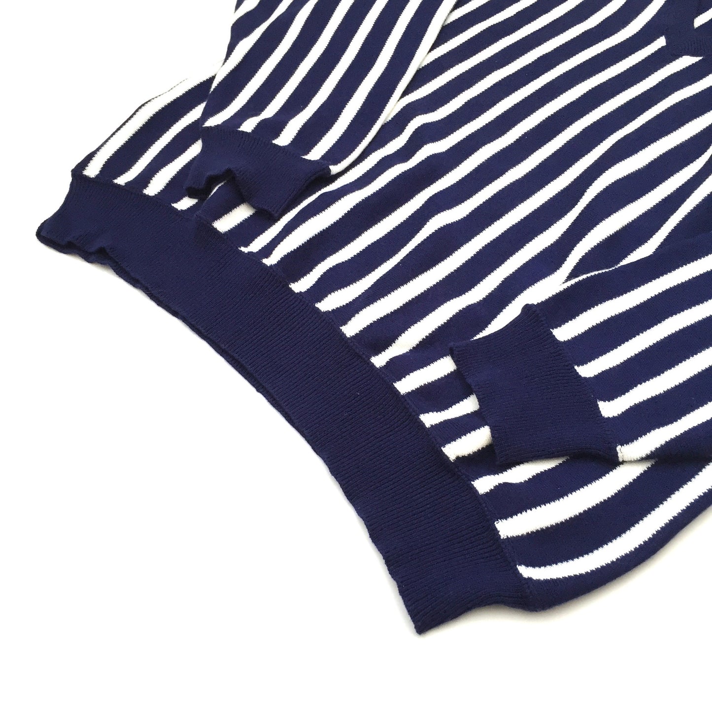 Dior - 90s Vintage Navy & White Vertical Stripe Sweater
