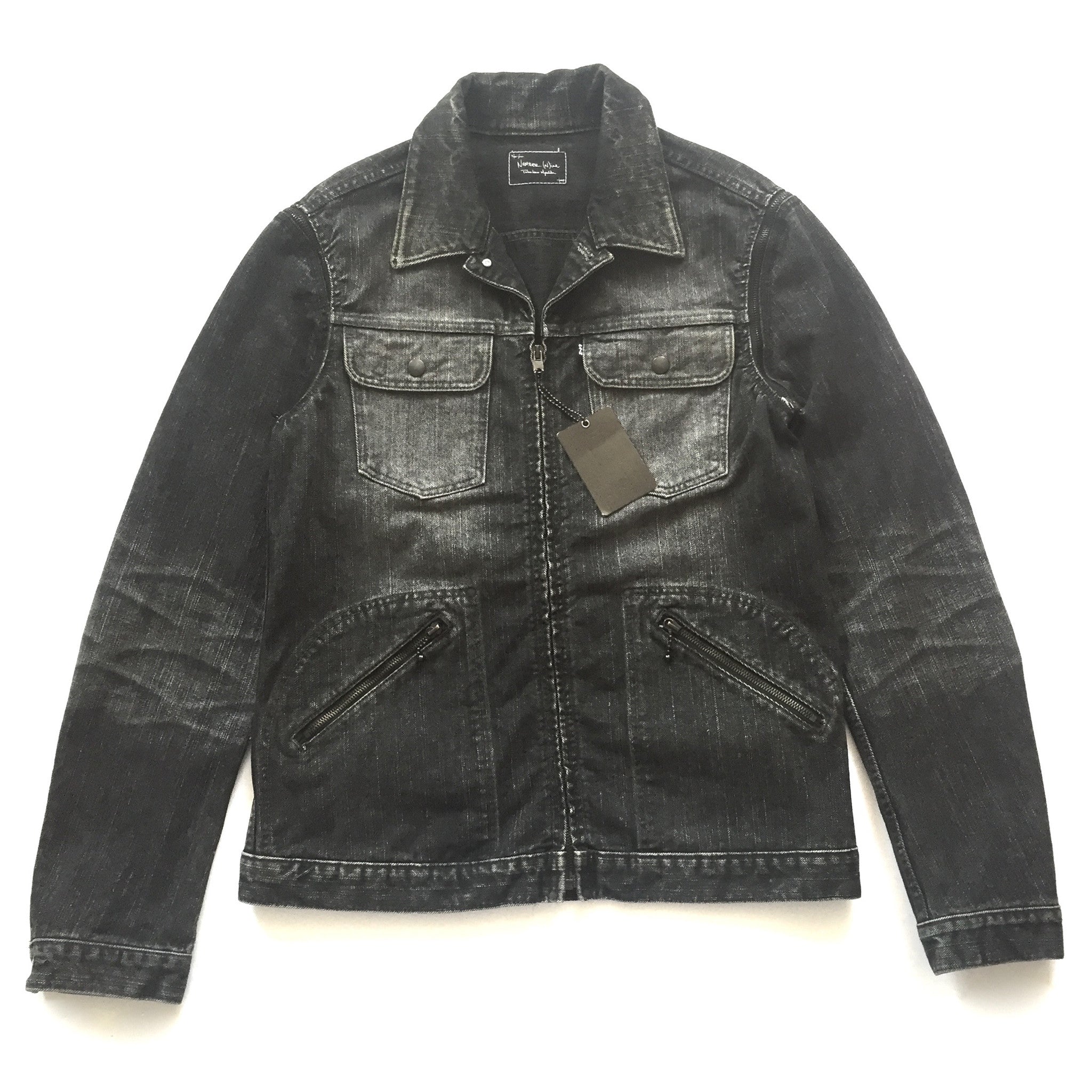 Number (N)ine - Men's Black Denim Removable Sleeve Rider Jacket