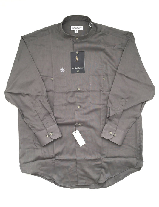 Yves Saint Laurent - Nickel Gray Band Collar Shirt