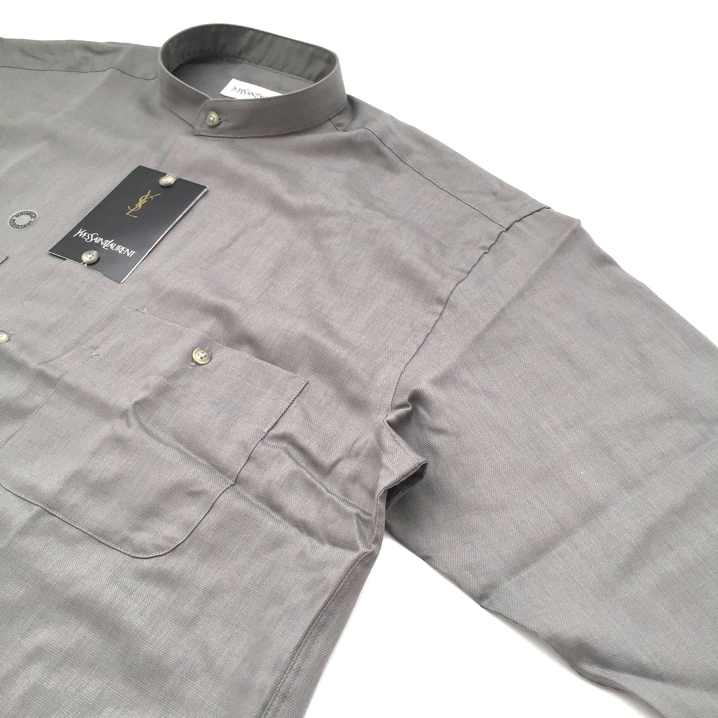 Yves Saint Laurent - Nickel Gray Band Collar Shirt