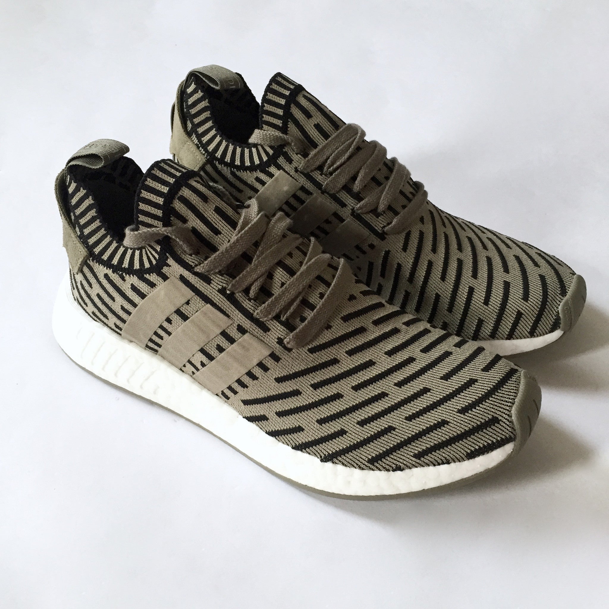 Adidas - Men's NMD R2 PK Olive Green Nomad Primeknit Boost Sneakers –  eluXive