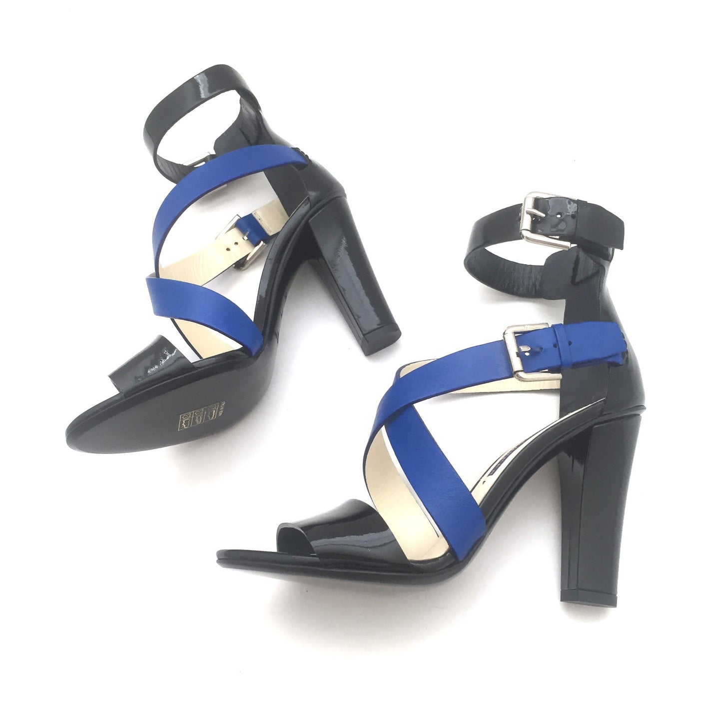 Ralph Lauren - Black & Blue Leather 'Kairo' Heels