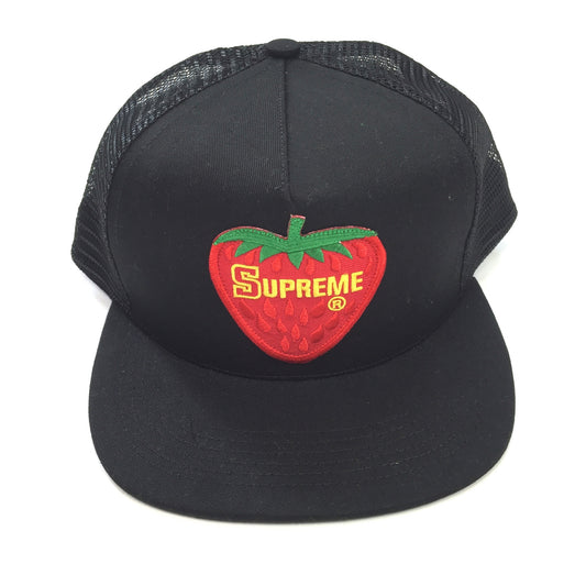 Supreme - Black Strawberry Trucker Hat