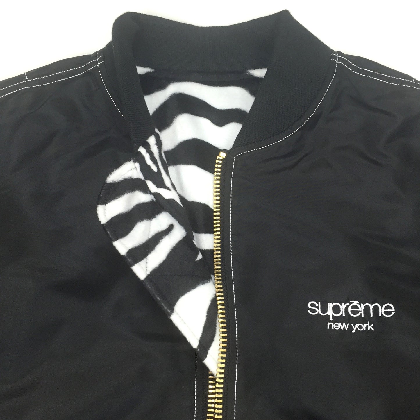 Supreme - Reversible MA-1 Zebra Bomber Jacket
