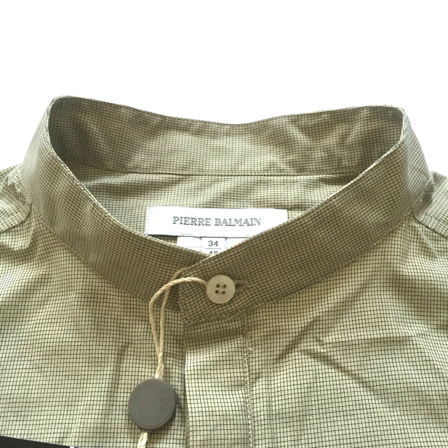 Pierre Balmain - Tan Check Band Collar Shirt