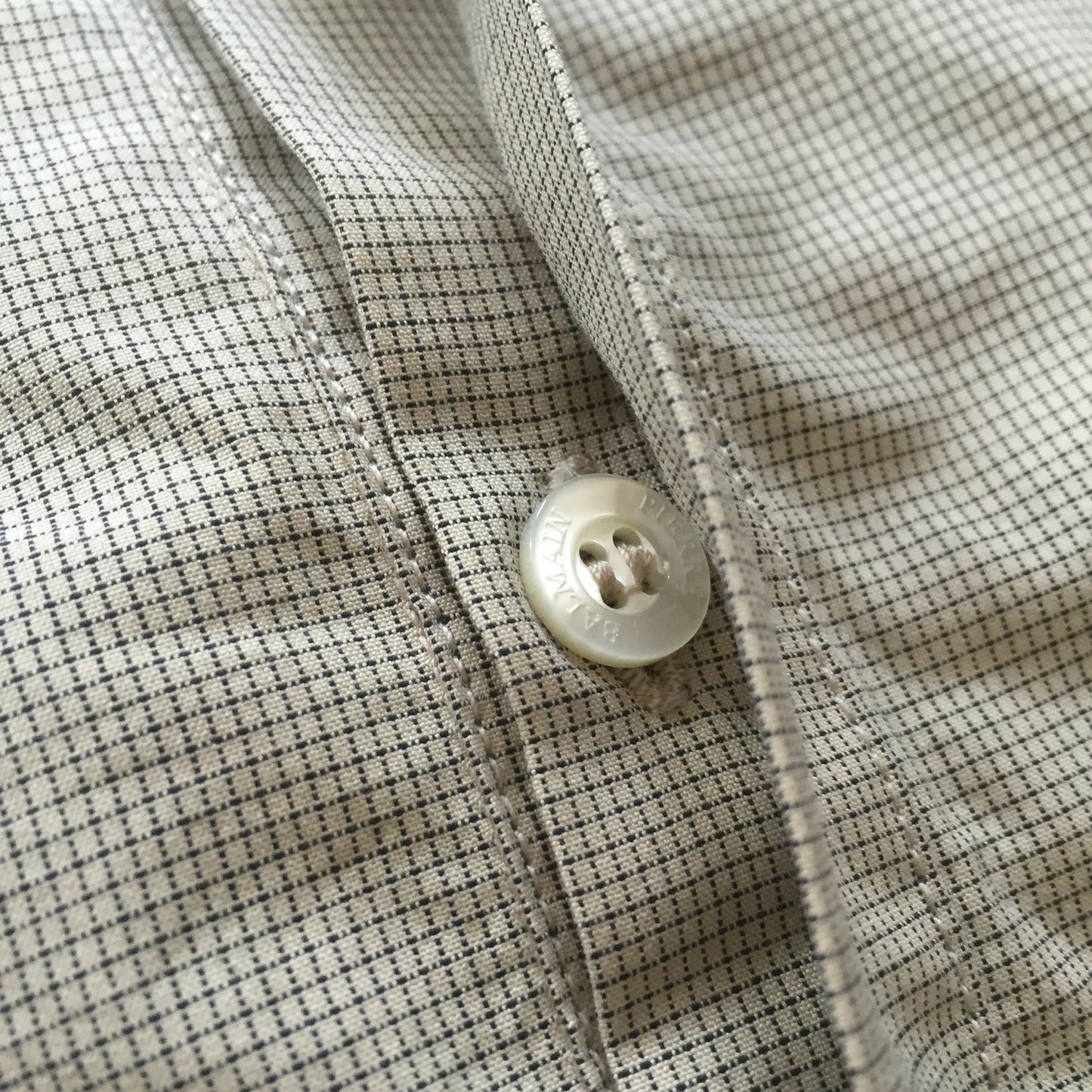 Pierre Balmain - Tan Check Band Collar Shirt