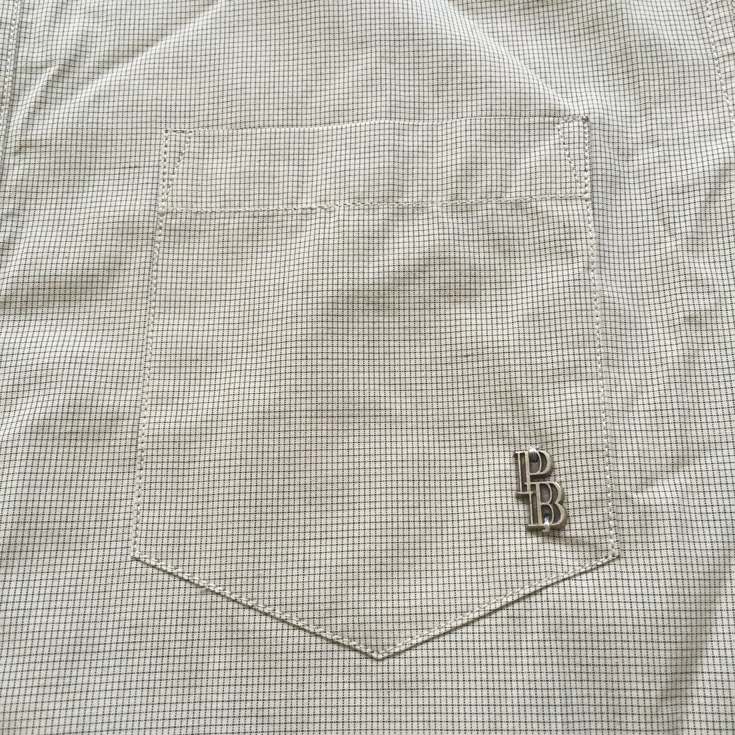 Pierre Balmain - Tan Check Band Collar Shirt