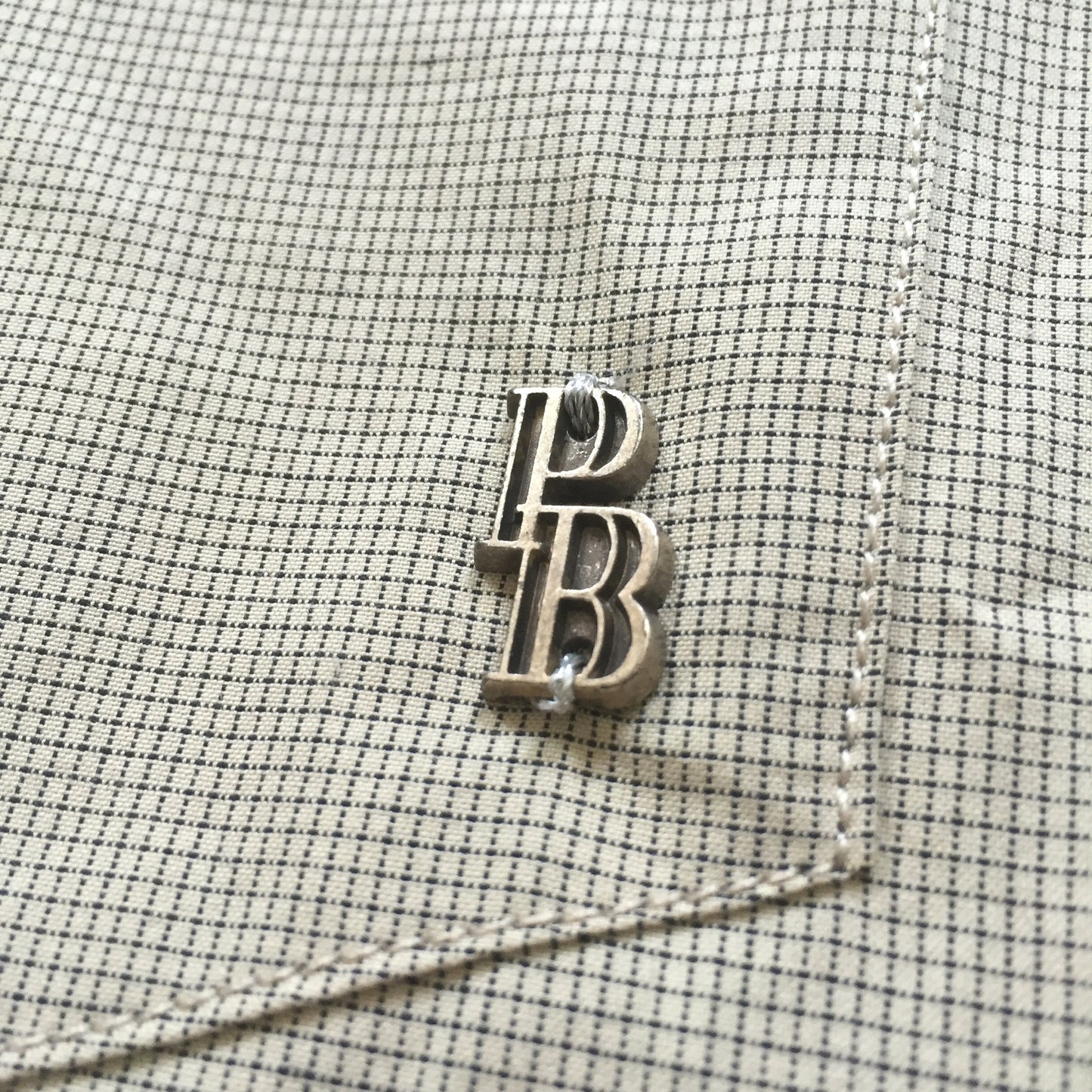 Pierre Balmain - Tan Check Band Collar Shirt