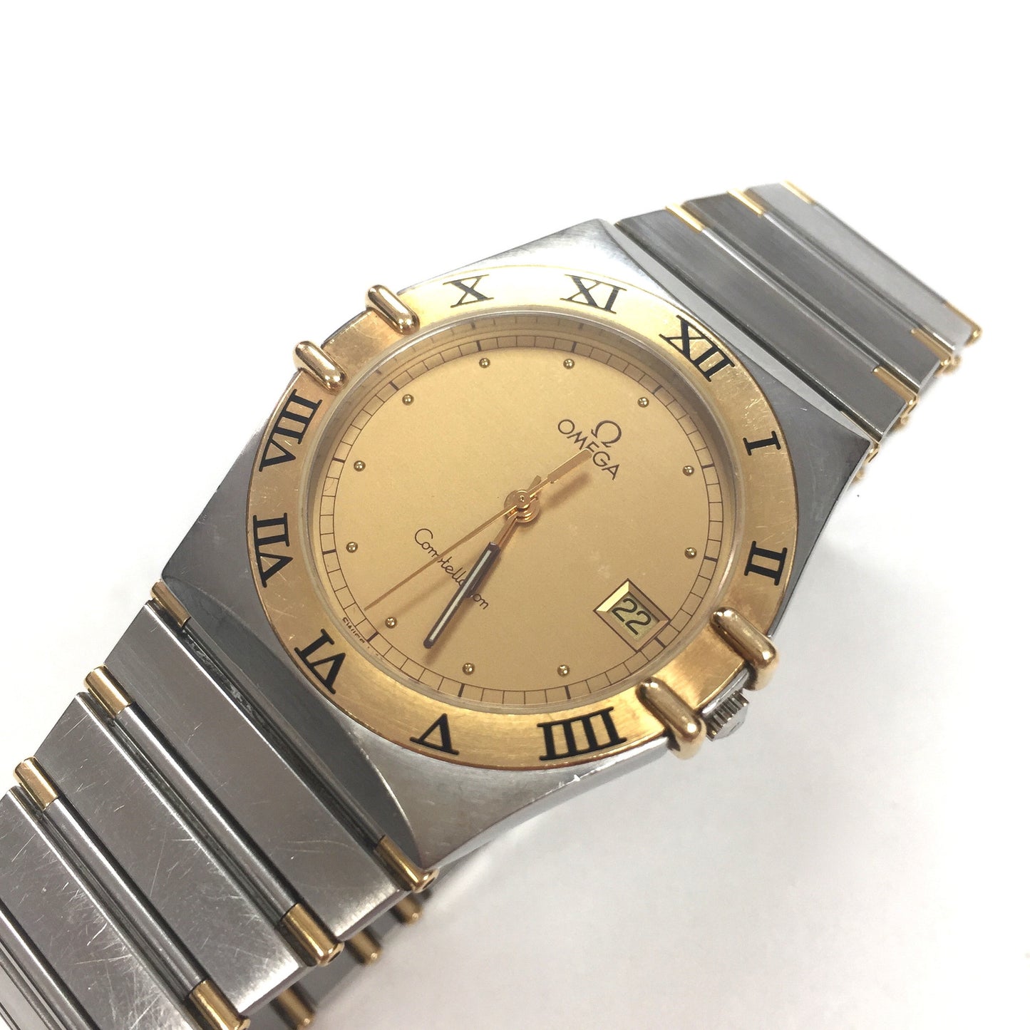 Omega - Constellation Date 18K Half Bar Watch