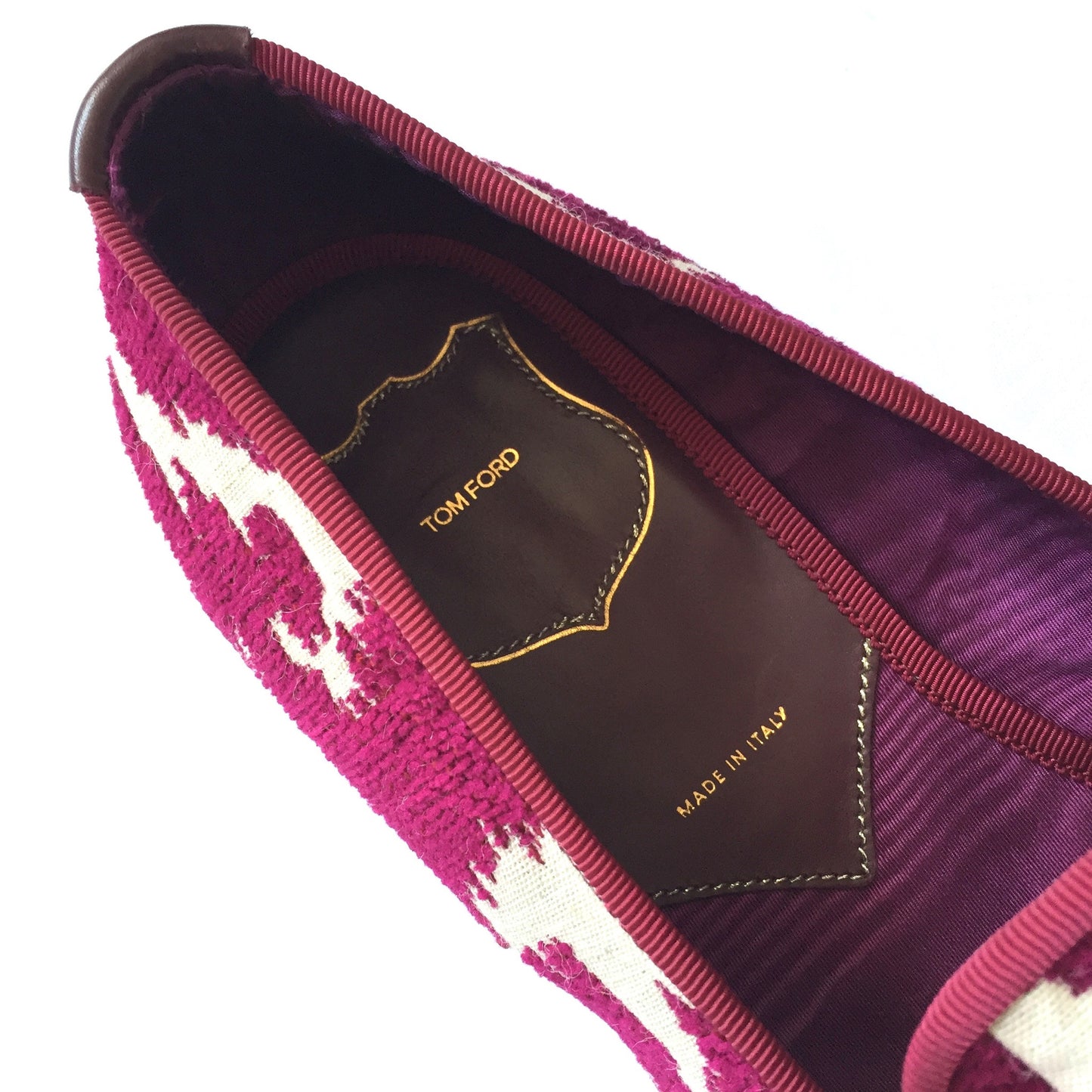 Tom Ford - Magenta Jacquard Croc Tassel Loafers