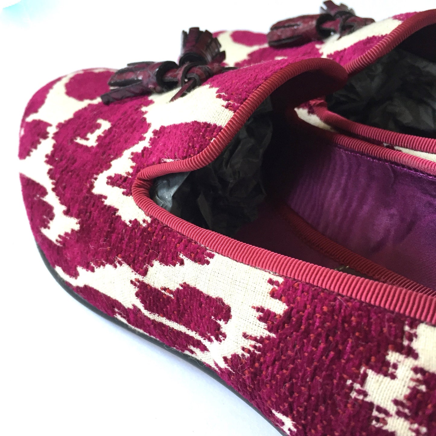Tom Ford - Magenta Jacquard Croc Tassel Loafers