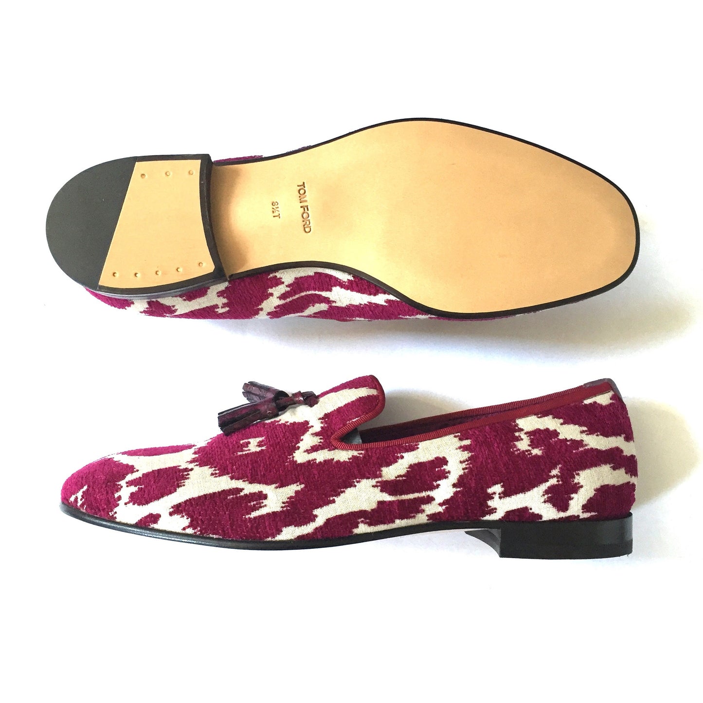 Tom Ford - Magenta Jacquard Croc Tassel Loafers