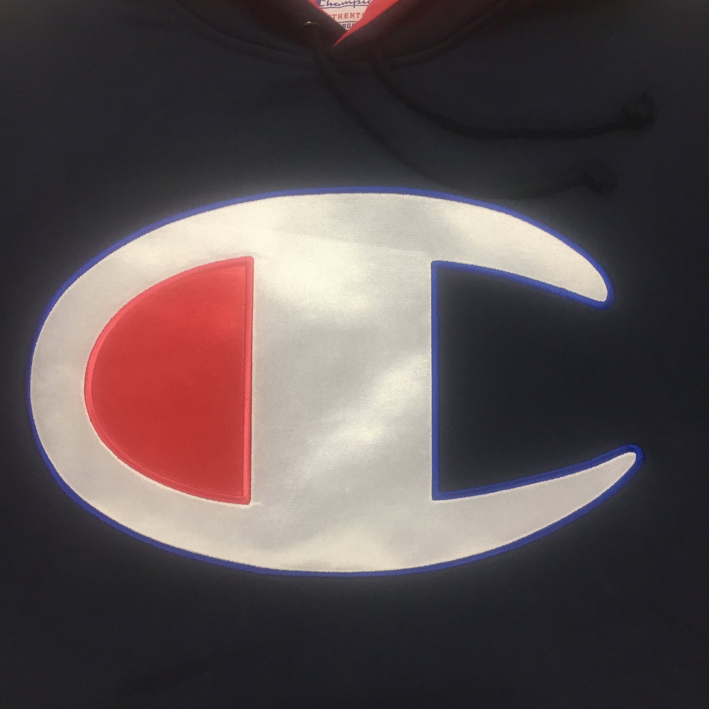 Supreme x Champion - Navy Satin Logo Hoodie