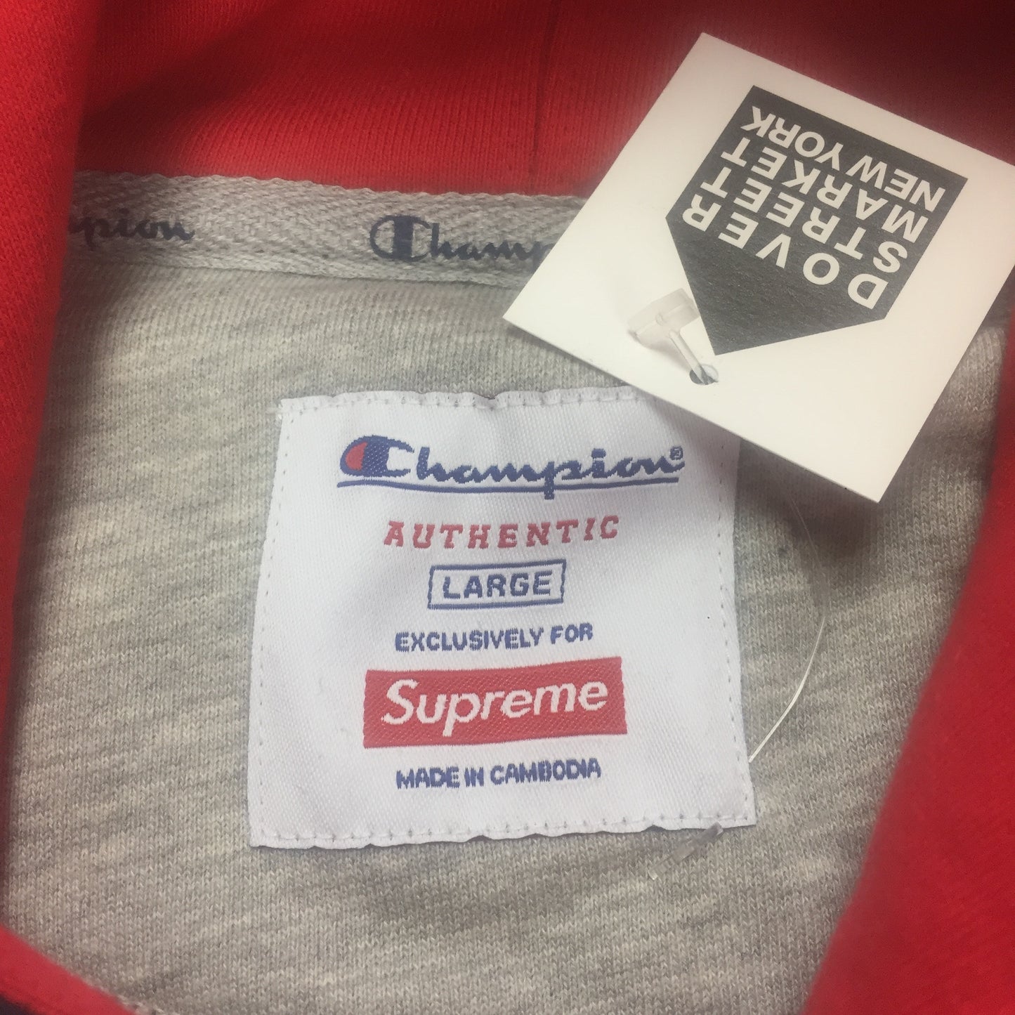 Supreme x Champion - Navy Satin Logo Hoodie