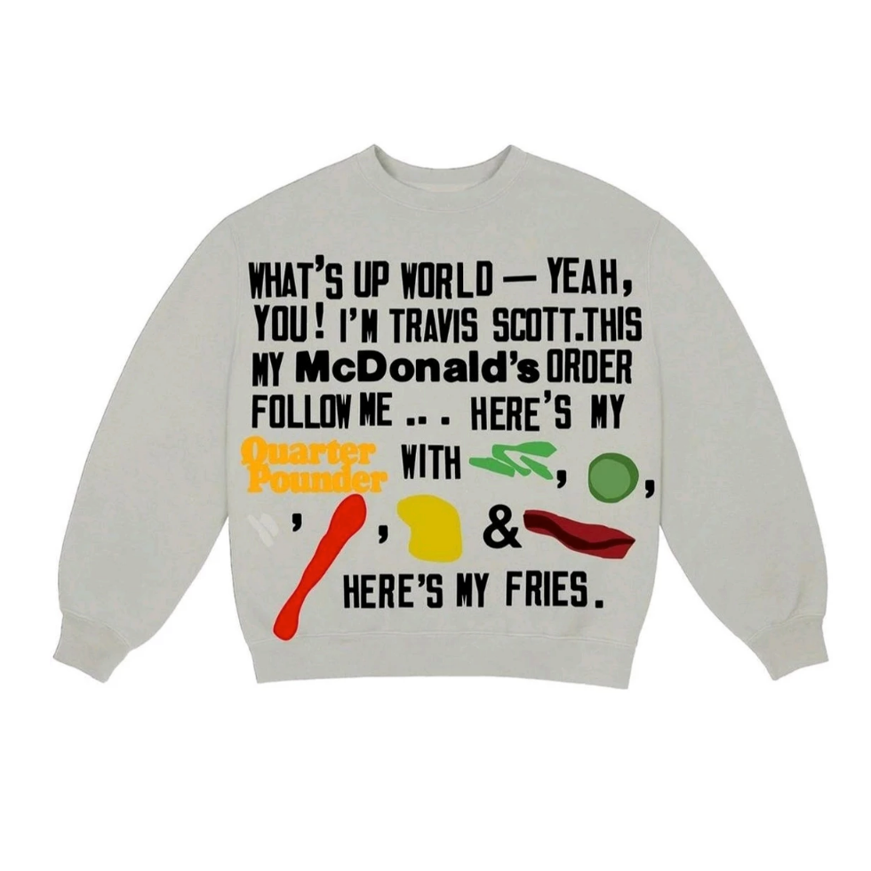 人気話題コラボ Travis Scott McDonald Spelling Crewneck White Travis Scott X Mcdonald's Cactus Jack Spelling Ii Crewneck White