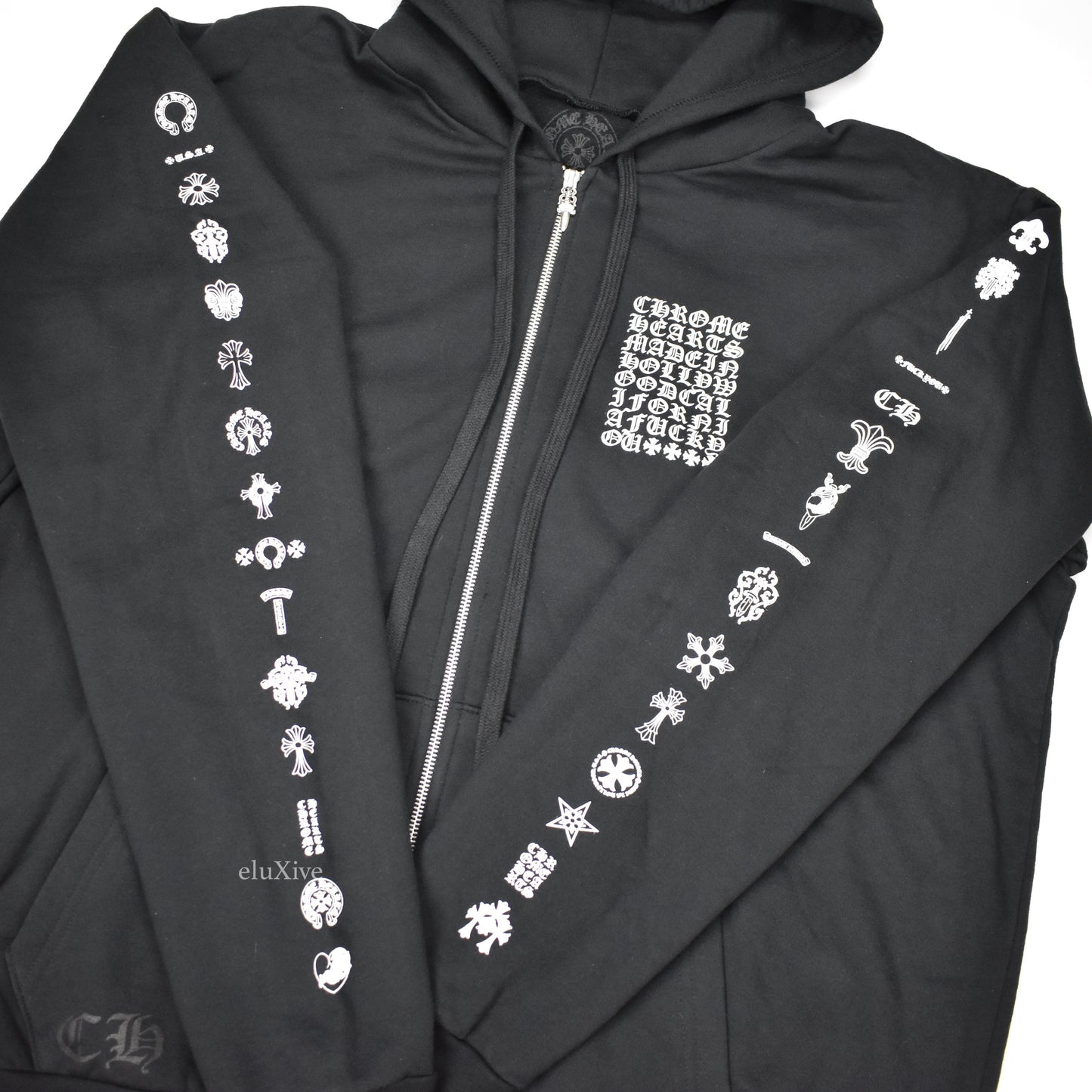 Chrome Hearts - Black Motif Logo Print Zip Hoodie