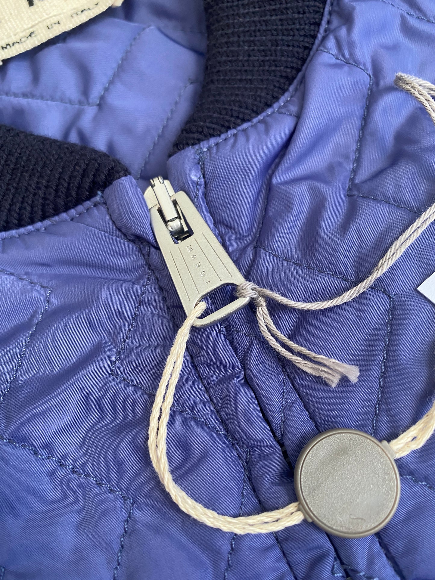 Marni - Blue Moving Blanket Quilted Bomber Jacket