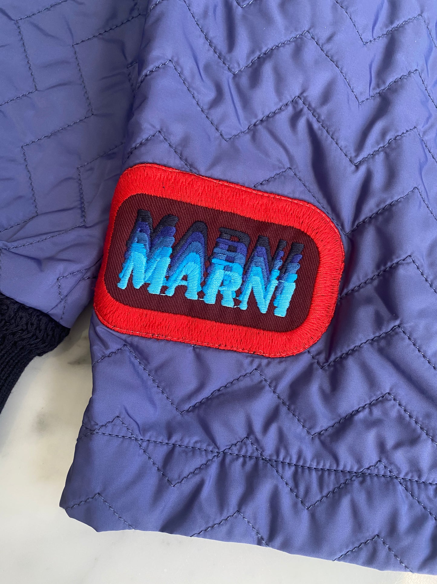 Marni - Blue Moving Blanket Quilted Bomber Jacket