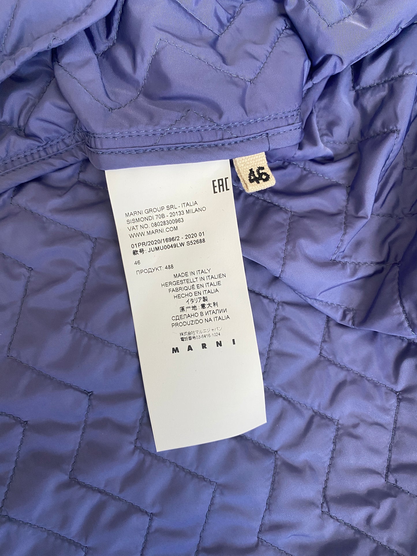 Marni - Blue Moving Blanket Quilted Bomber Jacket