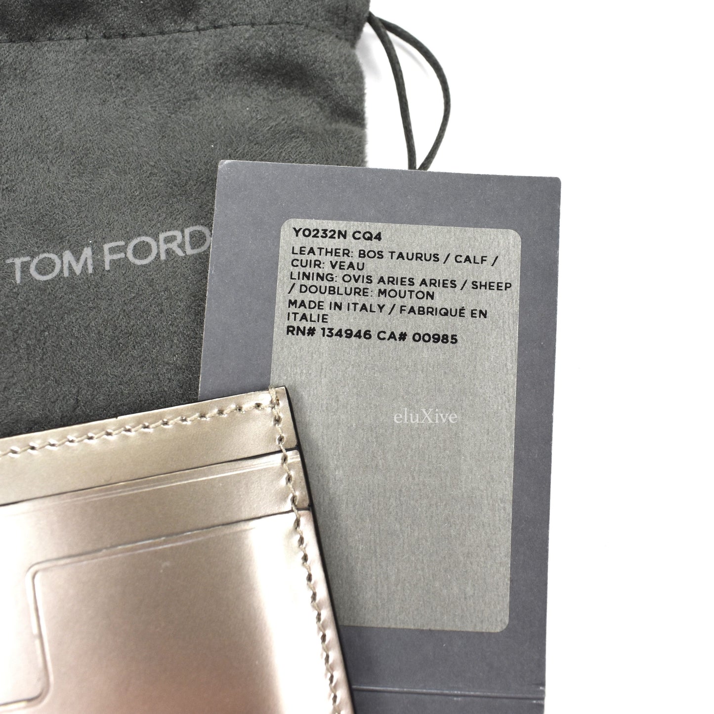 Tom Ford - Metallic Silver Leather Card Holder