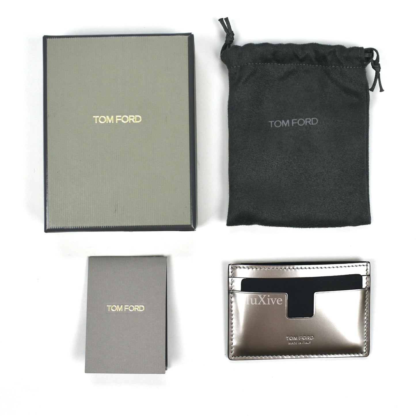 Tom Ford - Metallic Silver Leather Card Holder