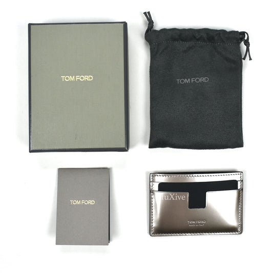 Tom Ford - Metallic Silver Leather Card Holder