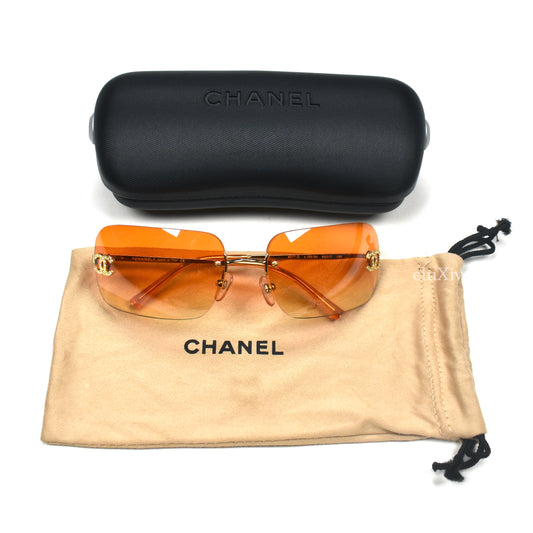 Chanel - Vintage 4017-D Crystal Logo Rimless Sunglasses