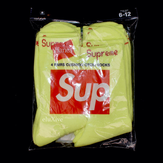 Supreme - Neon Yellow Logo Knit Socks (4 Pack)