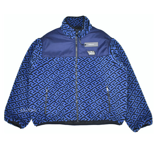 Versace - Navy Greca Monogram Logo Fleece Jacket