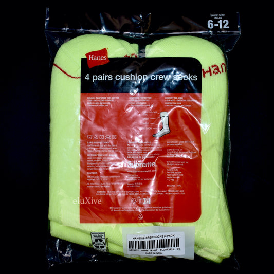Supreme - Neon Yellow Logo Knit Socks (4 Pack)