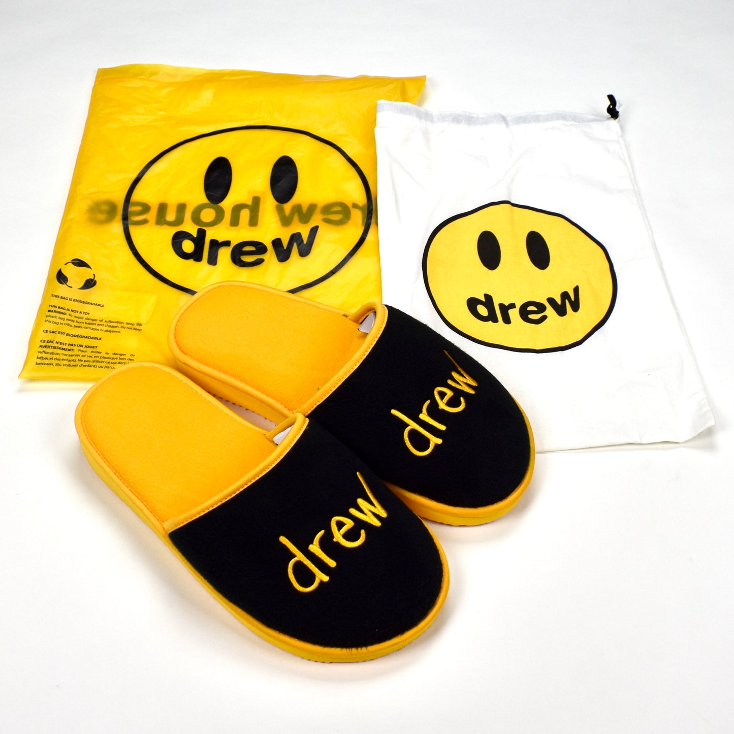 Drew House - Black/Yellow Mascot Logo Slippers