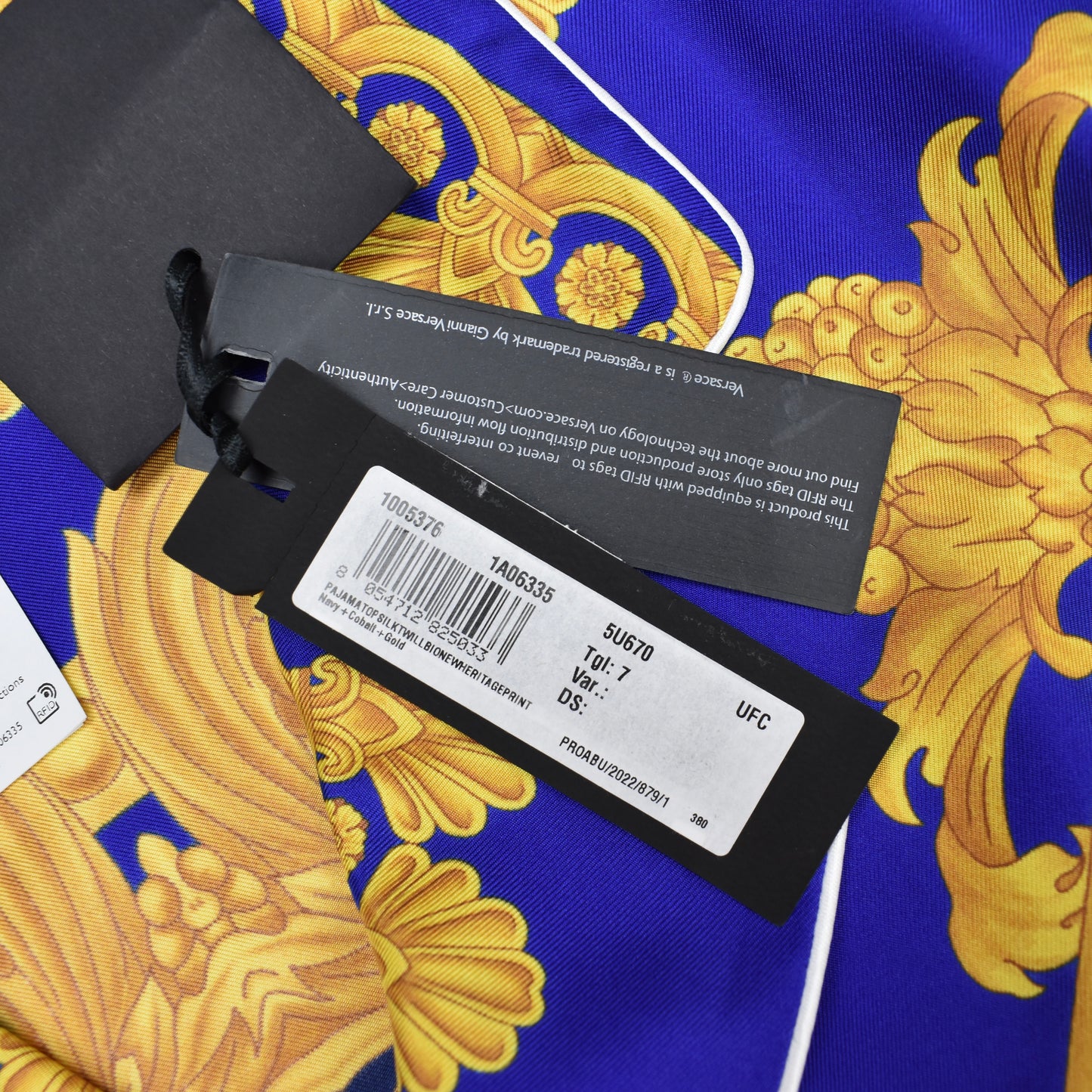 Versace - Blue / Gold Barocco Print Silk Shirt