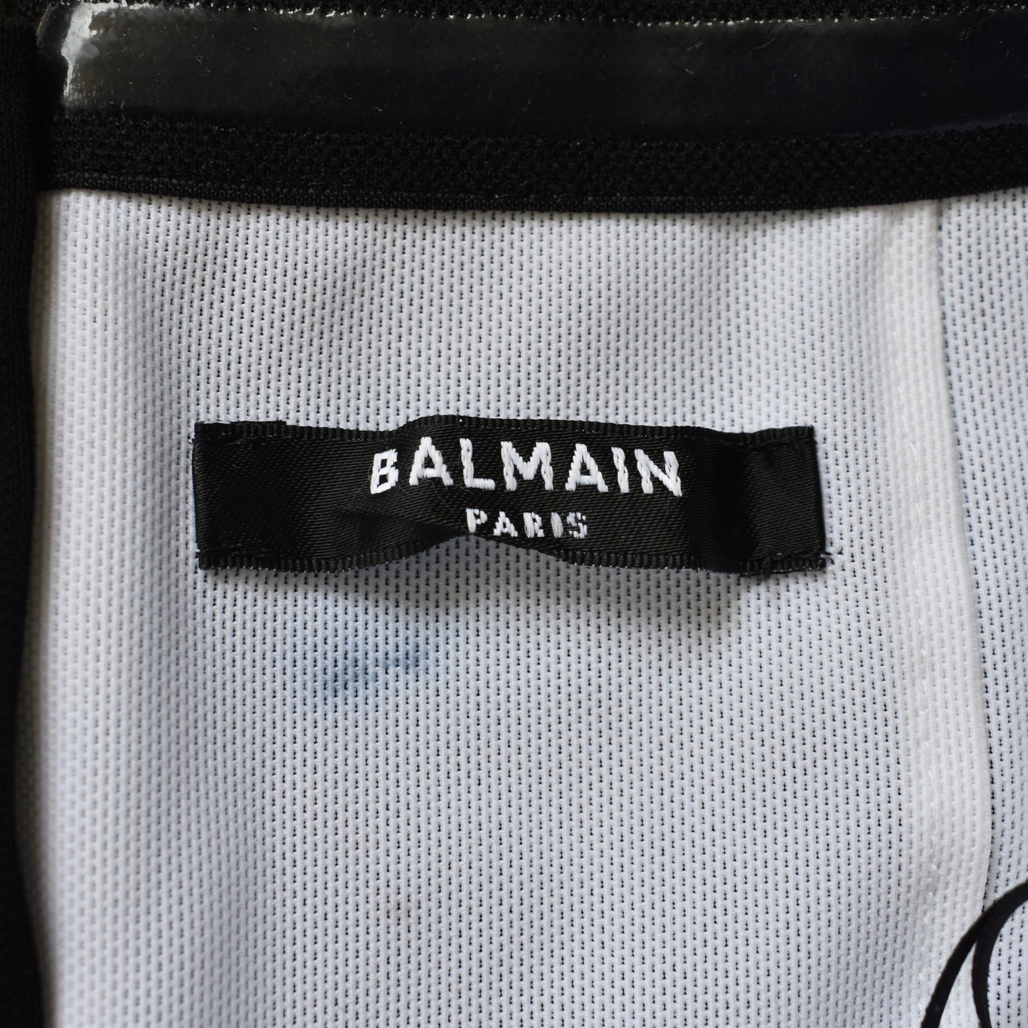 Balmain - Black & White Draped Off the Shoulder Dress