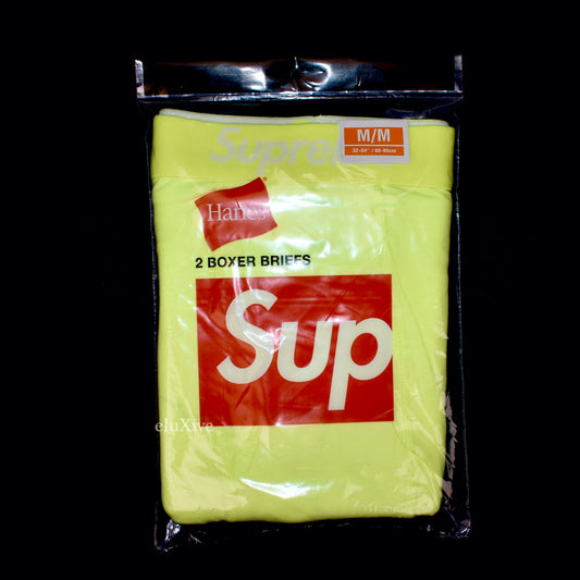 Supreme - Neon Yellow Logo Knit Boxer Briefs (2 Pack)