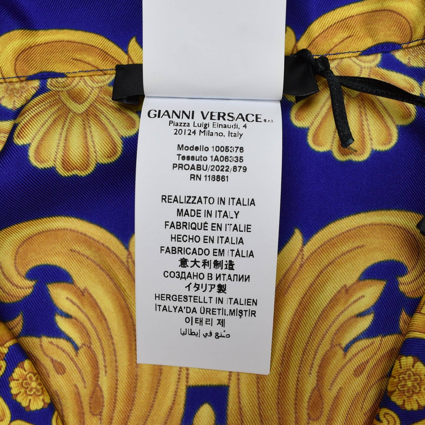 Versace - Blue / Gold Barocco Print Silk Shirt