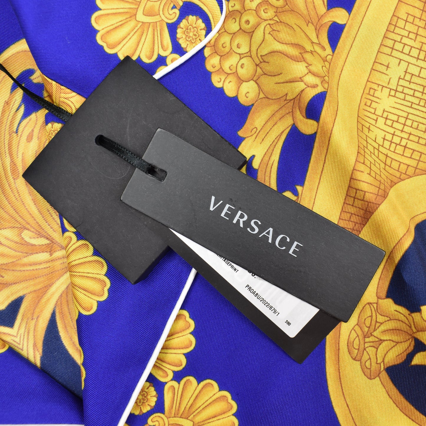 Versace - Blue / Gold Barocco Print Silk Shirt