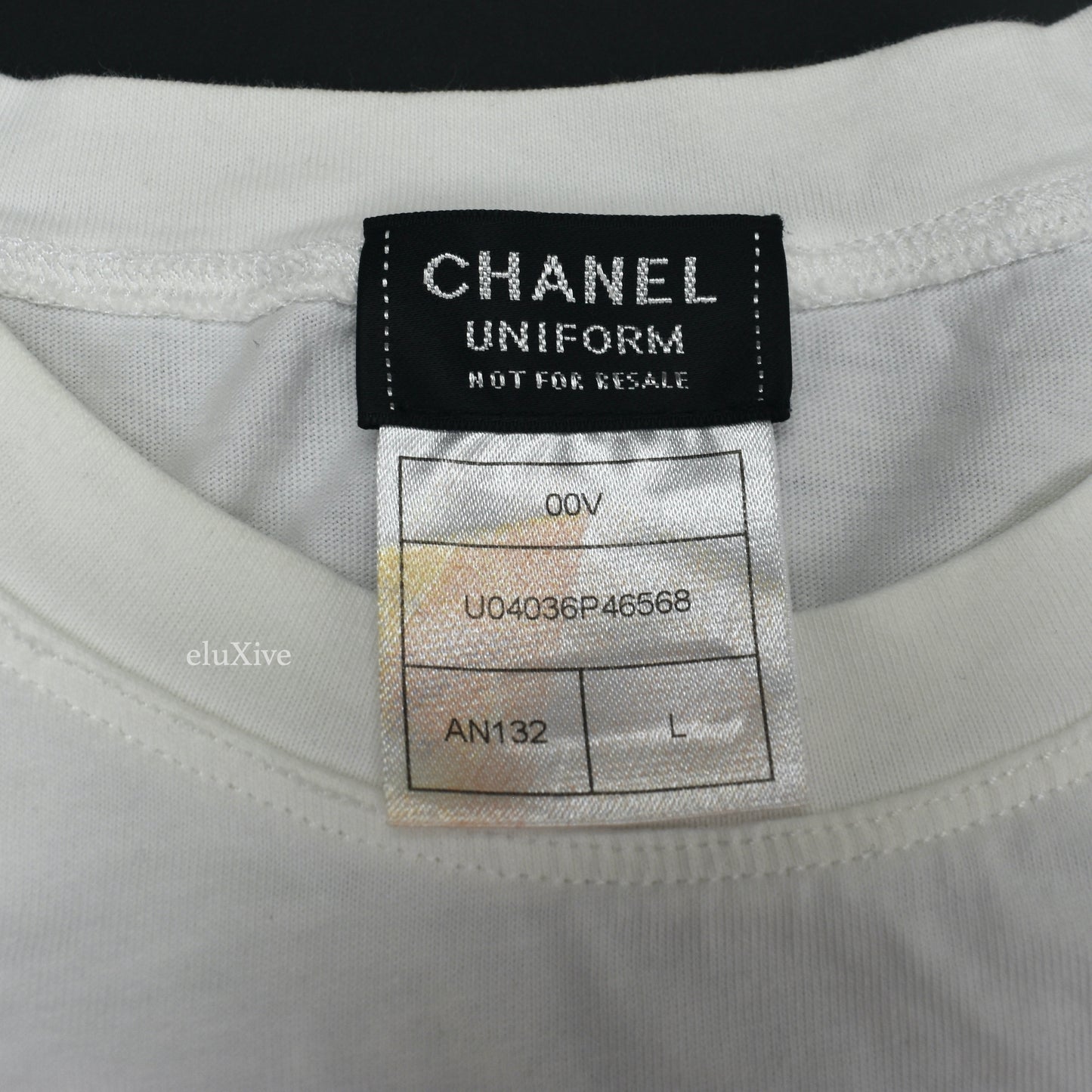 Chanel - White Velvet Logo L/S Crewneck Uniform T-Shirt