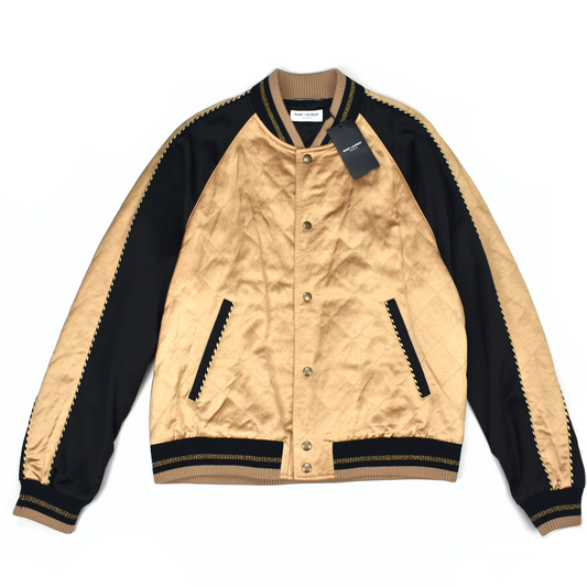 Saint Laurent - Gold Quilted Viscose Teddy Jacket