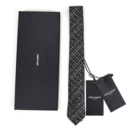 Saint Laurent - Black & Gray Tweed Skinny Tie