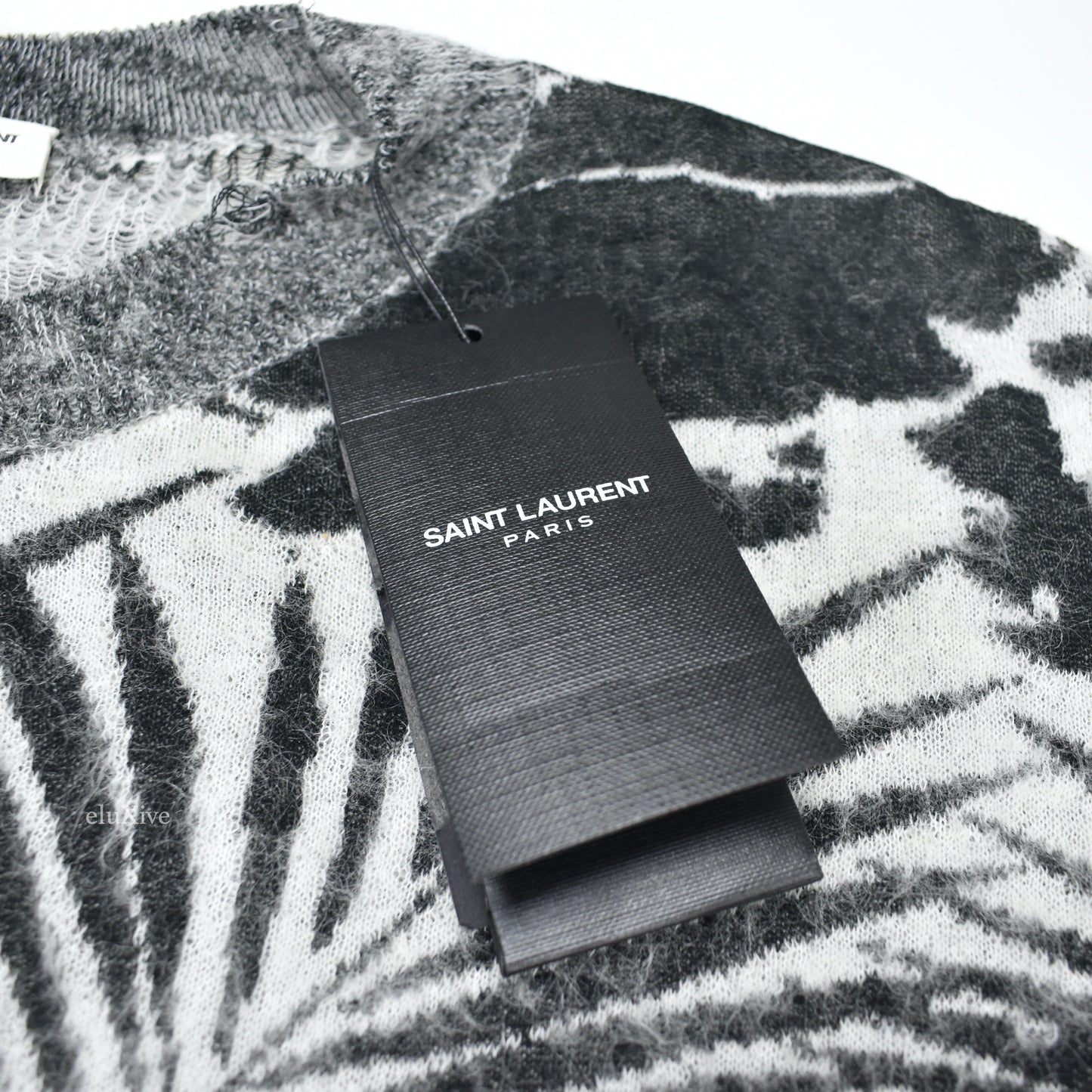 Saint Laurent - Distressed Tropic Palm Knit Crewneck Sweater