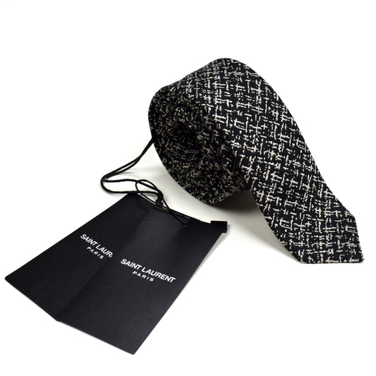 Saint Laurent - Black & Gray Tweed Skinny Tie