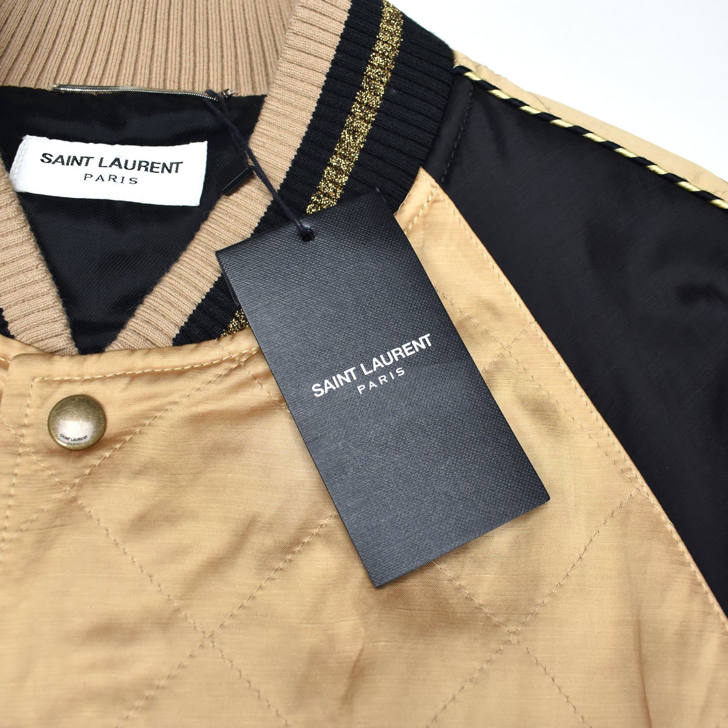 Saint Laurent - Gold Quilted Viscose Teddy Jacket