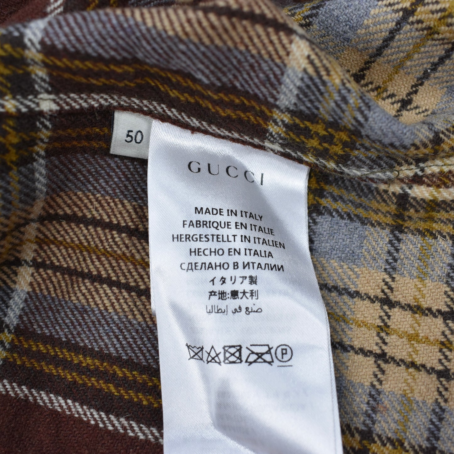 Gucci - Brown / Blue Plaid Wool Oversized Flannel Shirt