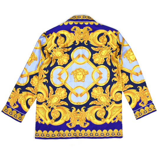 Versace - Blue / Gold Barocco Print Silk Shirt