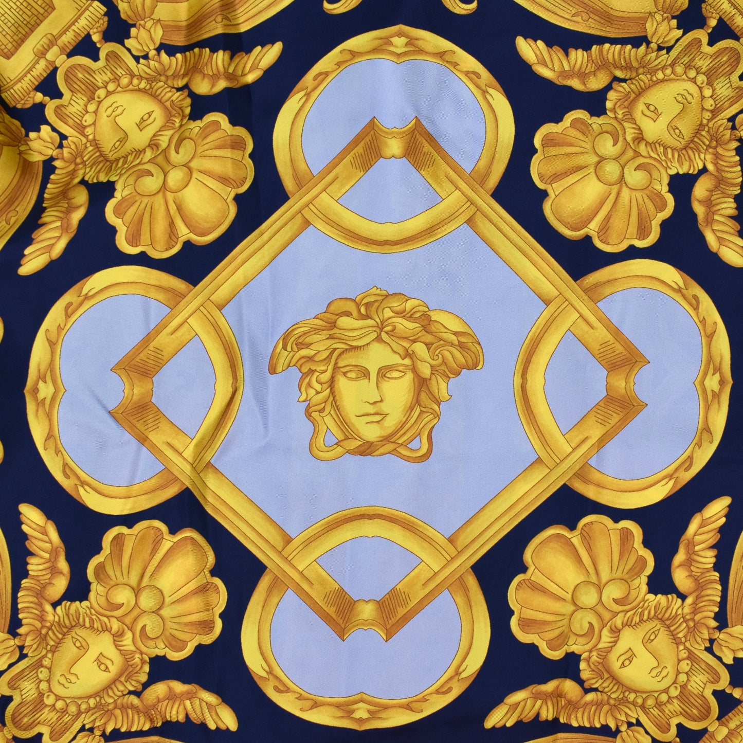 Versace - Blue / Gold Barocco Print Silk Shirt