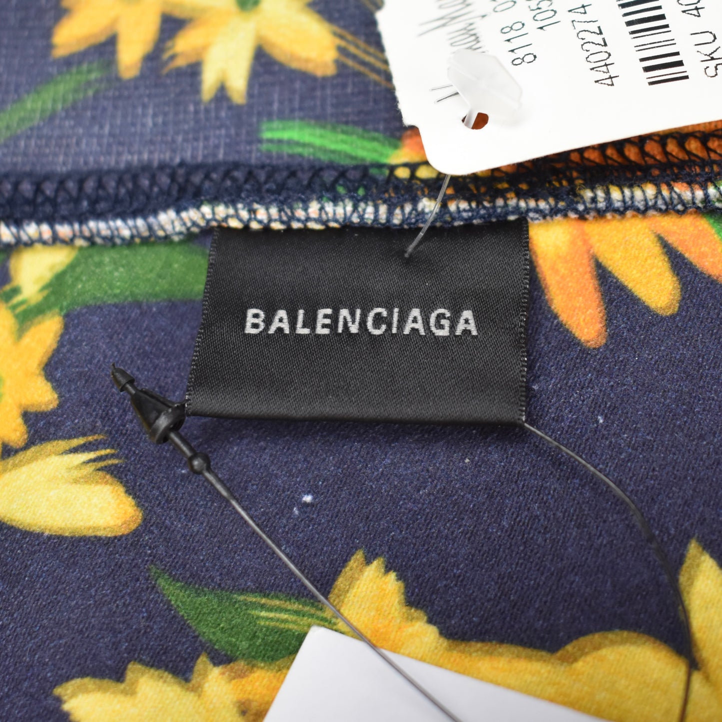 Balenciaga - Navy / Yellow Floral Asymmetric Mini Dress