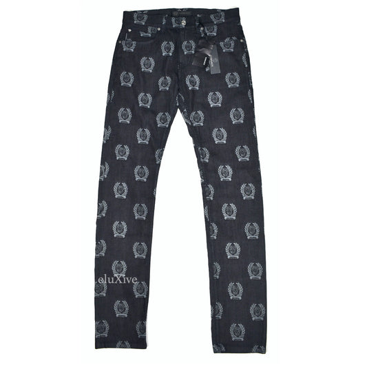 Versace - Black Medusa Wreath Logo Woven Denim Jeans