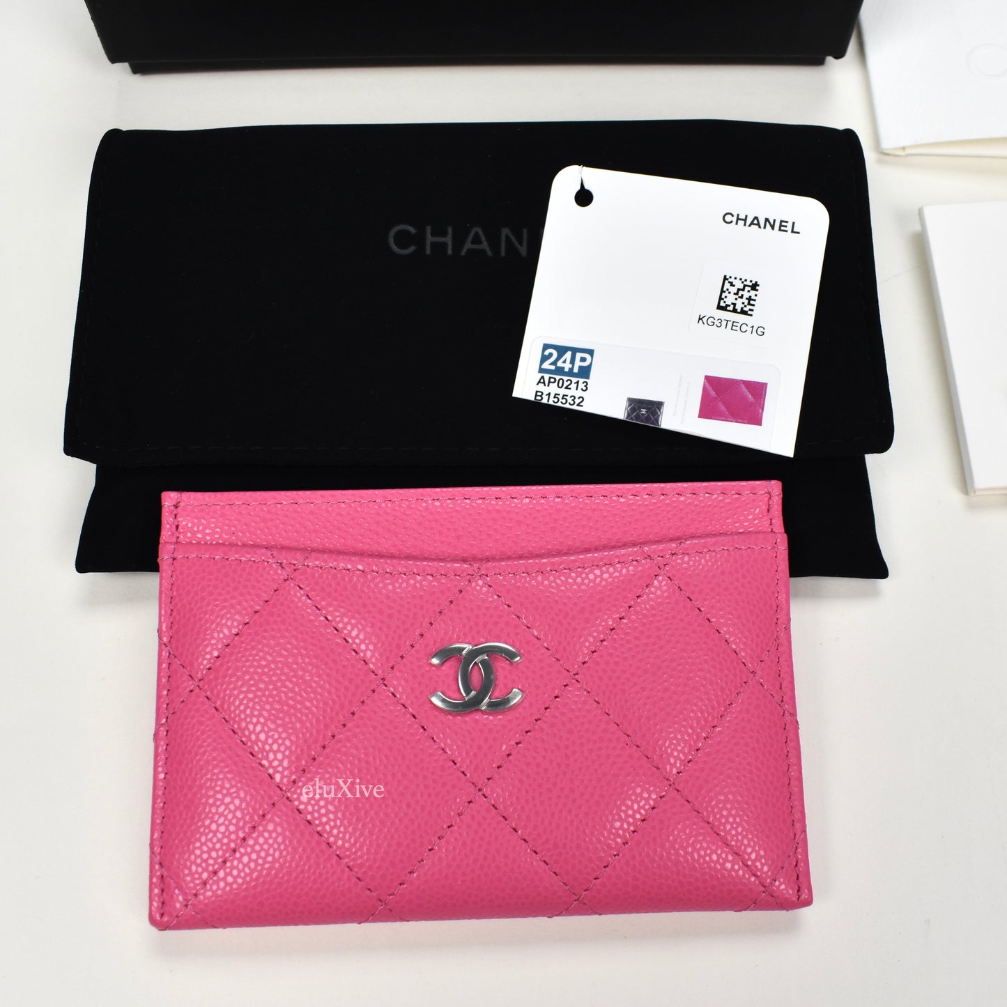 Chanel - Fuchsia Pink Leather Classic CC Logo Card Holder